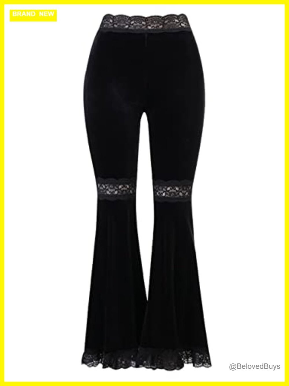Gothic Velvet Wide Leg Lace Trousers High Waist Flared Pants